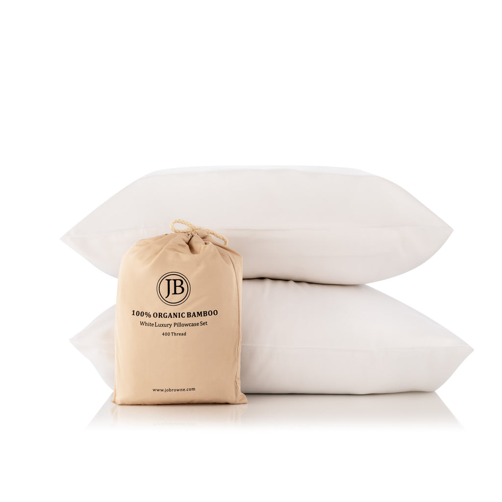 Luxury Cooling White Bamboo Pillowcase Set Ultra Soft & Breathable